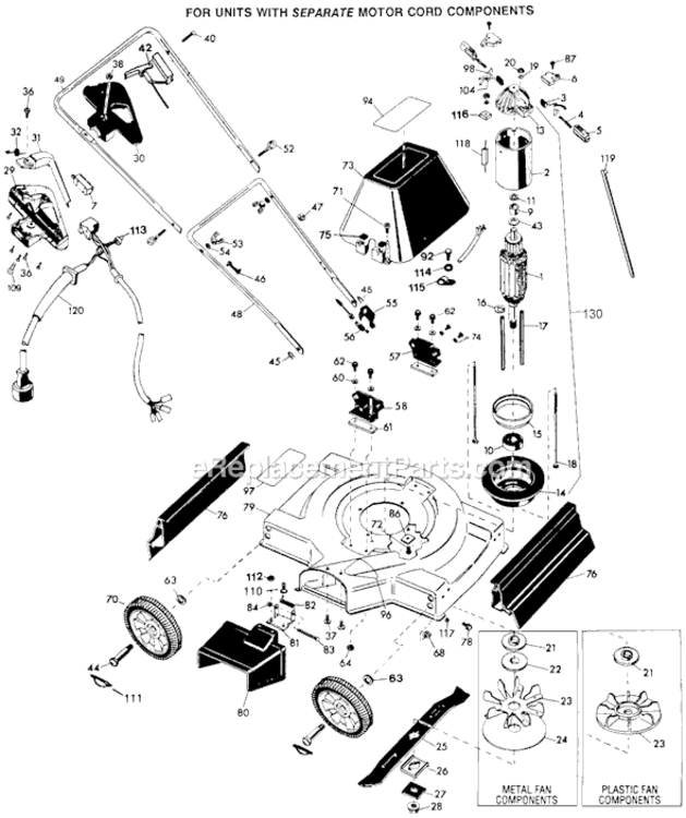 Page A Diagram and Parts List for Type 1 Black and Decker Lawn Mower